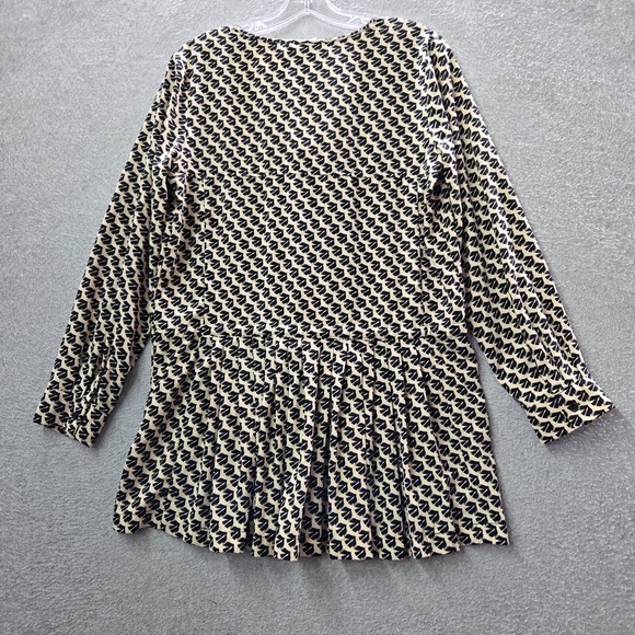 Maeve Women Dress Small‎ Beige Selva Bird Print Tunic Long Sleeve V Neck - Picture 9 of 12